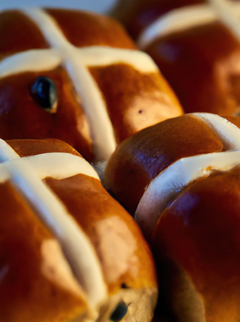 Close-Up of Freshly Baked Hot Cross Buns - Free Images, Stock Photos and Pictures on Pikwizard.com