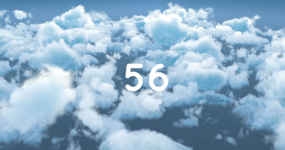Digital Number Display Over Cloudy Sky Background
