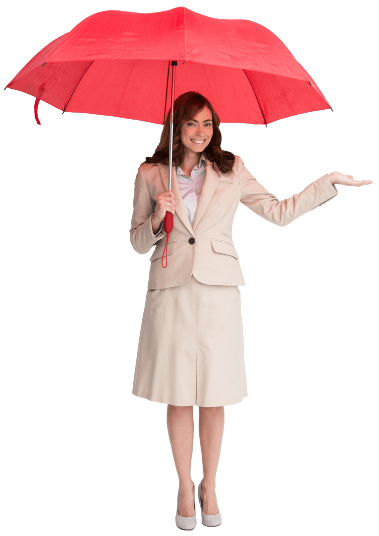 Transparent Umbrella-holding Businesswoman for Weather or Insurance Concepts