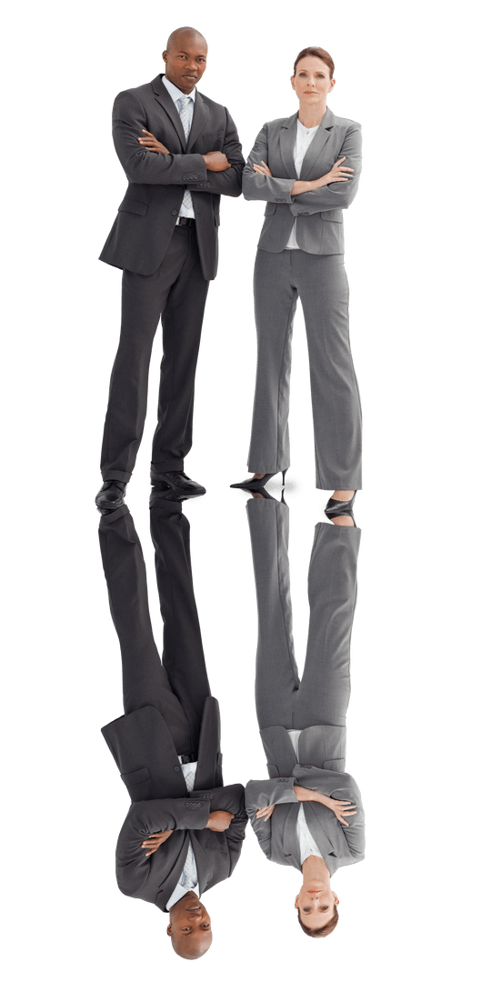 Business Professionals Standing in Confident Pose on Transparent Background