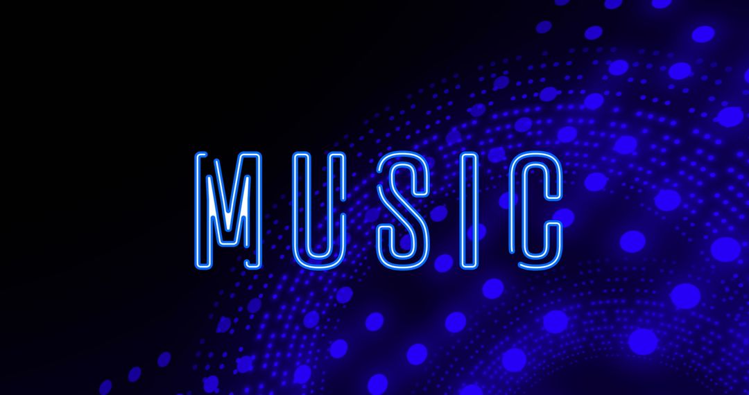 Glowing Blue Music Text with Abstract Light Effects