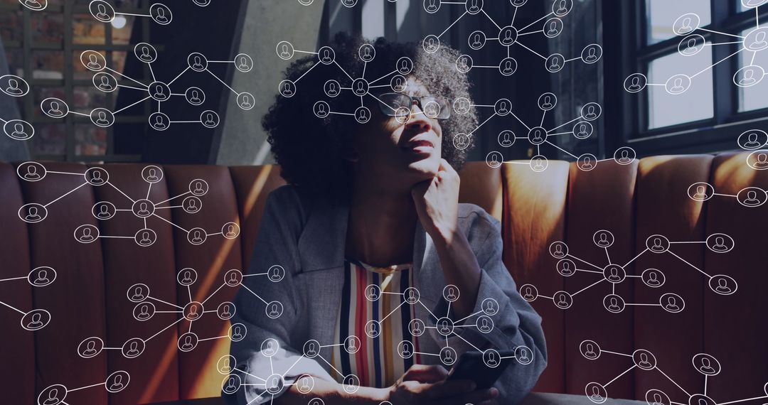 Thoughtful Professional Visualizes Digital Networking Concepts