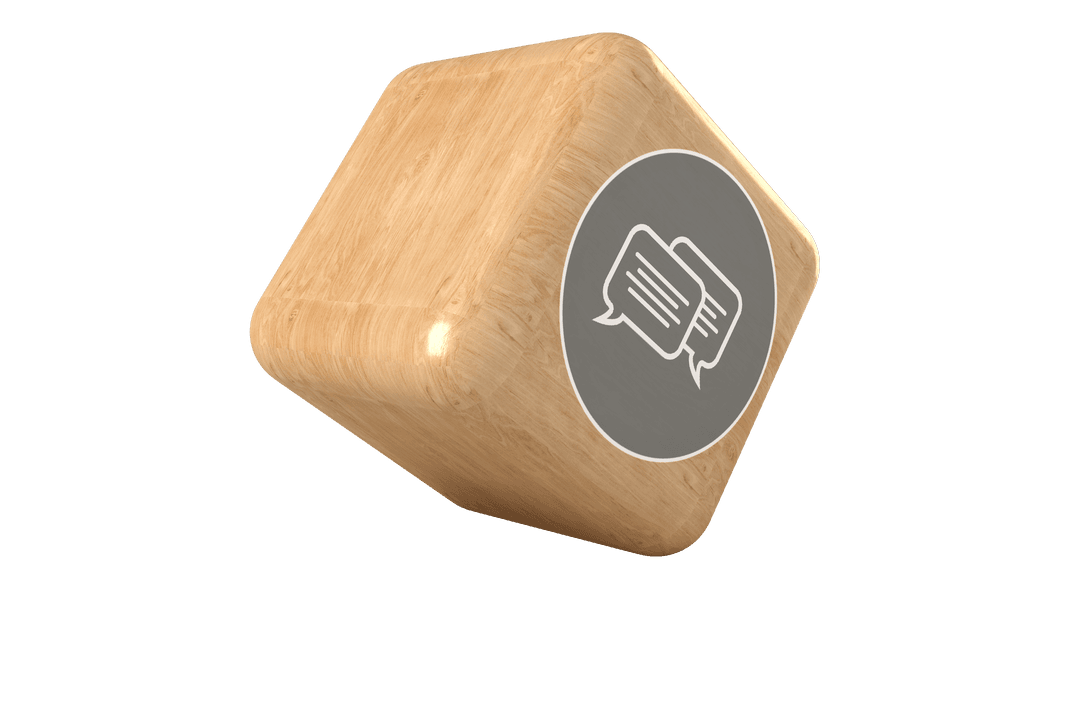 Transparent Cube with Speech Bubble Symbol for Communication Concept