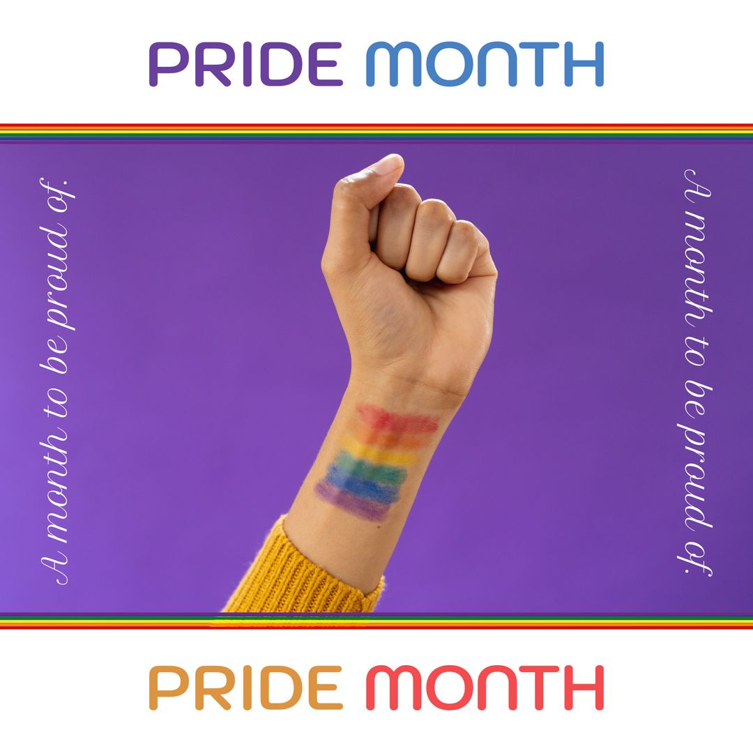 Rainbow Flag Wrist on Purple Pride Month Background