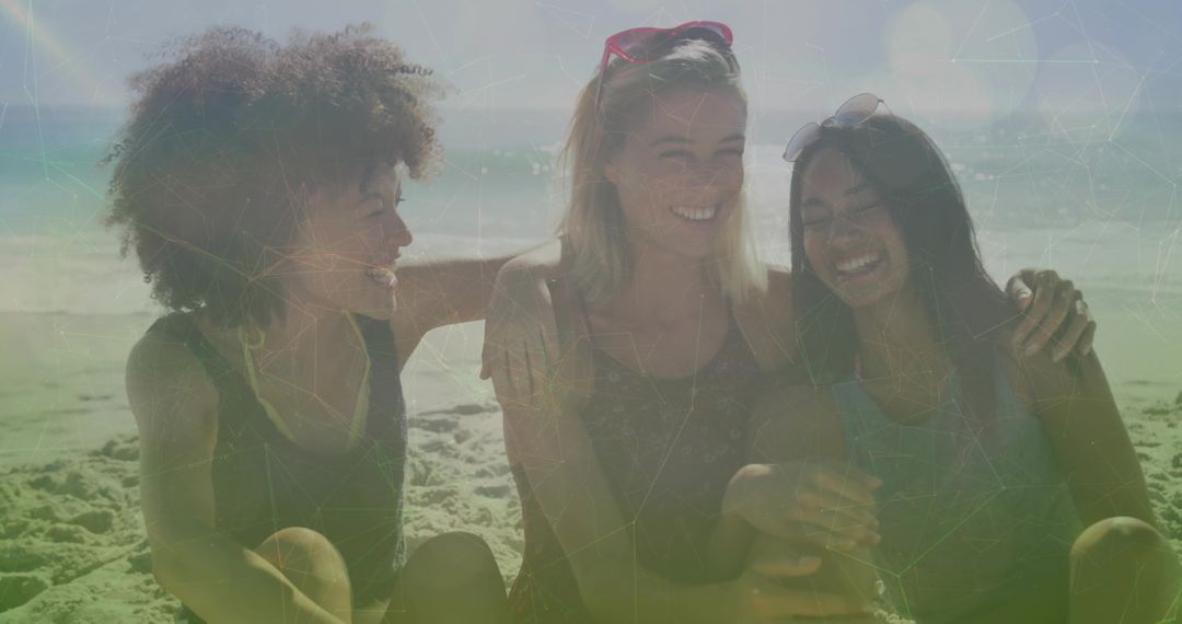 Joyful Friends Enjoying Relaxing Beach Day Together