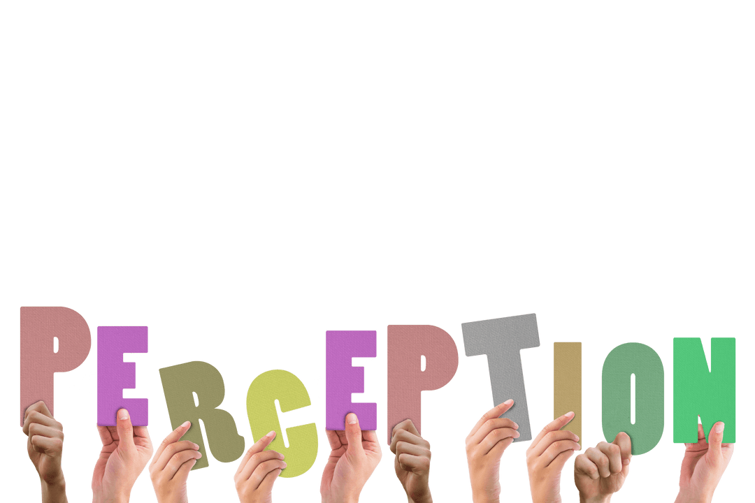 Diverse Hands Holding Transparent Word Perception