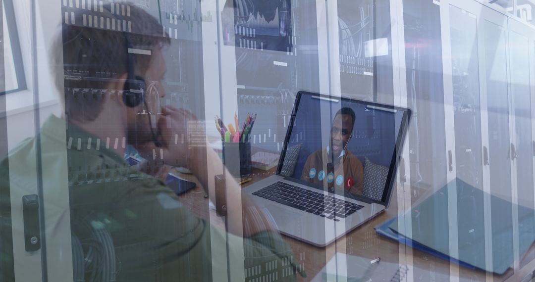 Virtual Business Meeting in High-Tech Setting