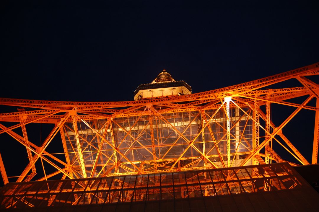 Illuminated Tokyo Tower at Night from Low Angle View - Free Images, Stock Photos and Pictures on Pikwizard.com
