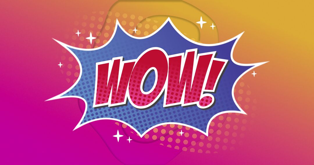 Vibrant Wow Pop Art Text on Gradient Background