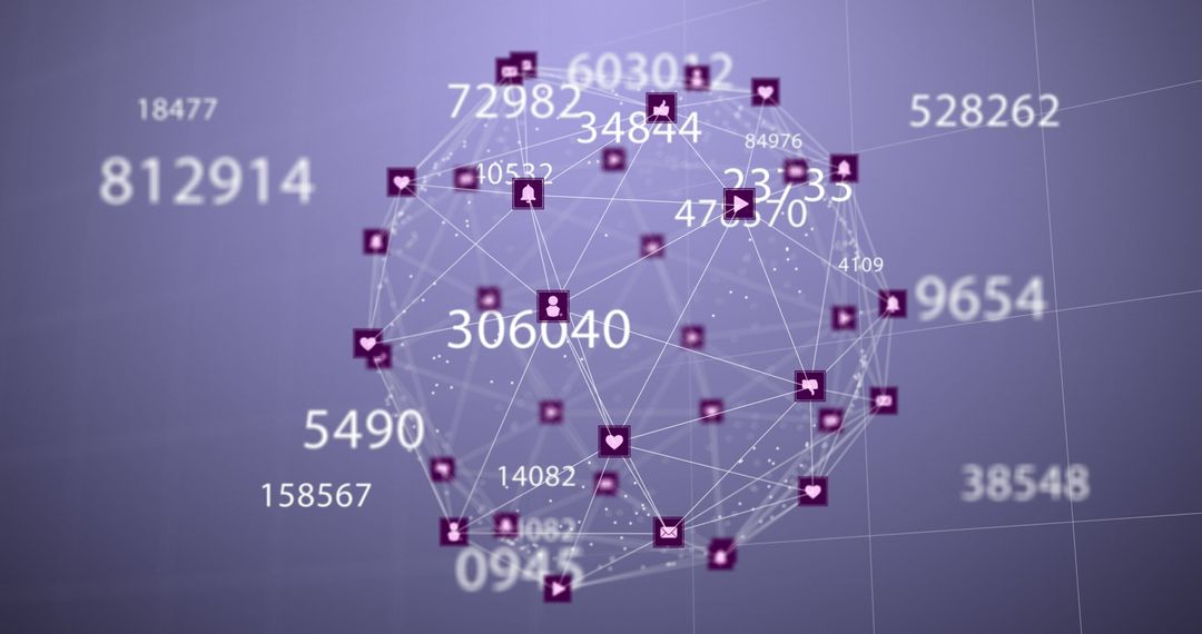 Digital Network Connections with Numbers and Icons