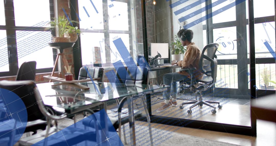 Businessman in Modern Office amid Data Visualization