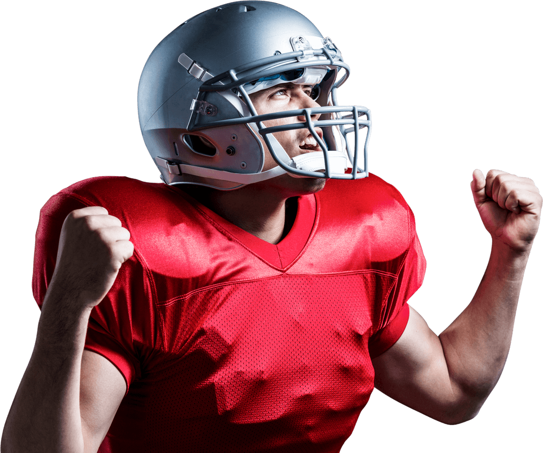Ecstatic American Football Player Celebrating Victory Minimal Background