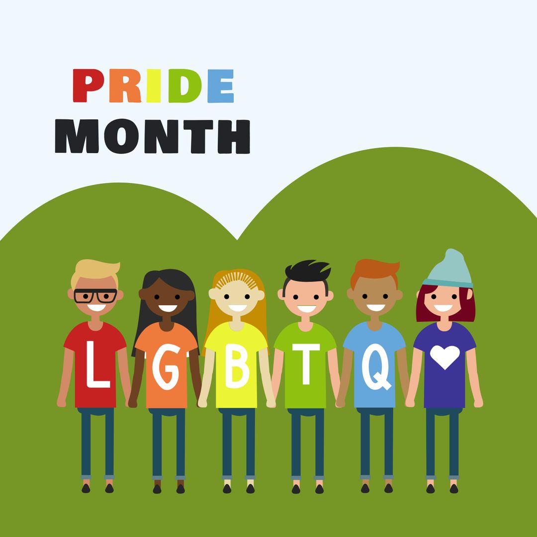 Happy Pride Month with Diverse Characters Celebrating