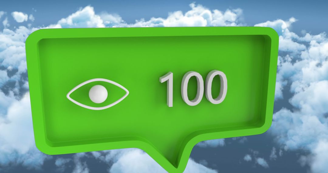 Social Media Views Counter in Green Speech Bubble over Cloudy Sky - Free Images, Stock Photos and Pictures on Pikwizard.com