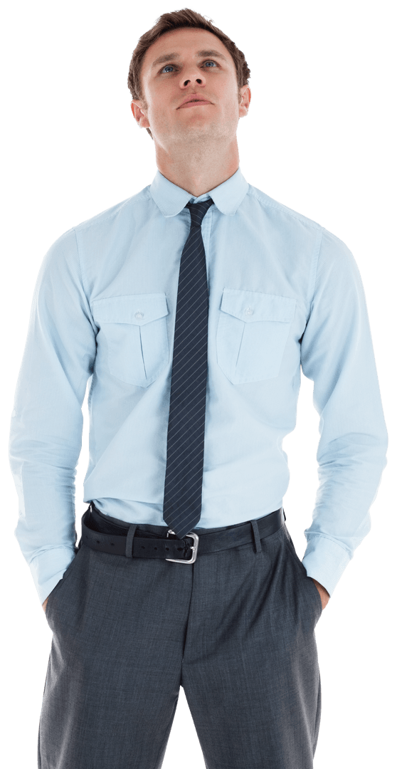 Serious Businessman on Transparent Background Wearing Formal Attire