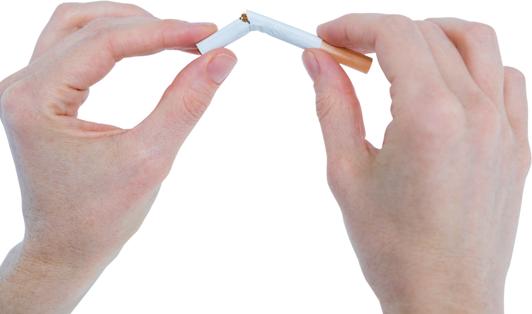 Hands Snapping Cigarette for Quit Smoking Awareness on Transparent Background - Download Free Stock Images Pikwizard.com