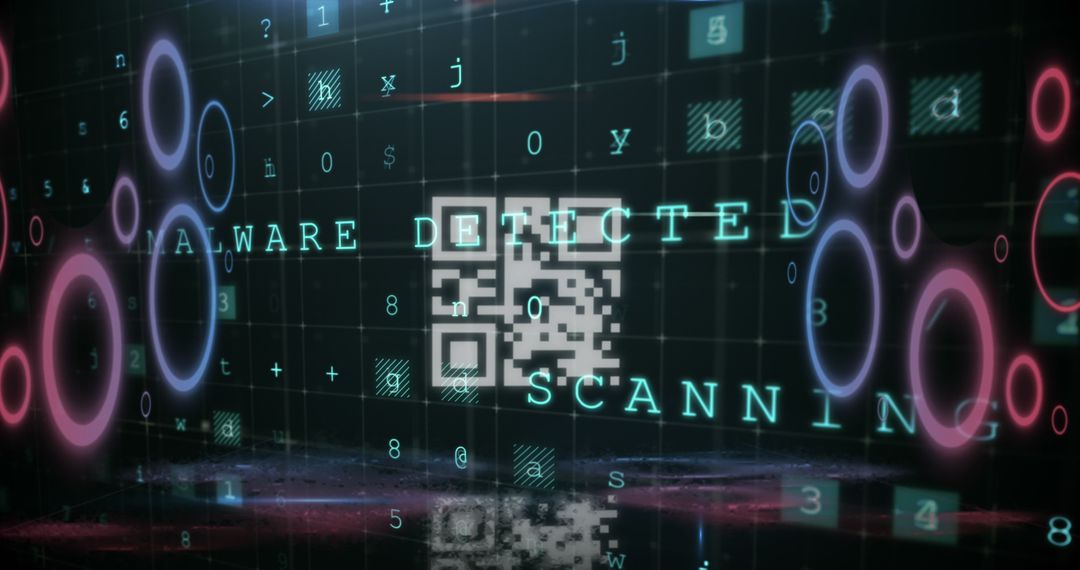 Abstract Digital Security Alert with Neon Elements