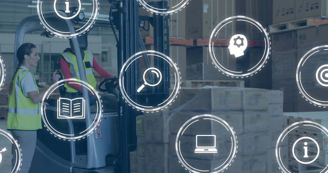 Warehouse Workers Using Technology in Logistics Operations