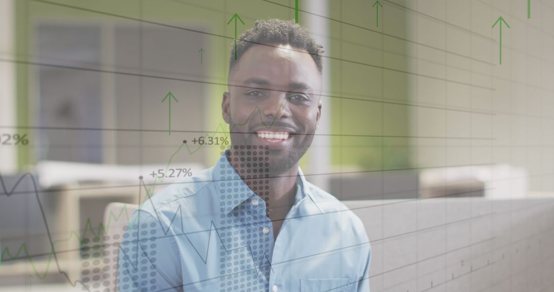 Confident Businessman Analyzing Financial Growth Charts