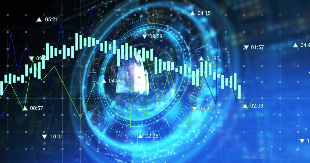 Futuristic Digital Interface with Financial Charts and 6G Concept