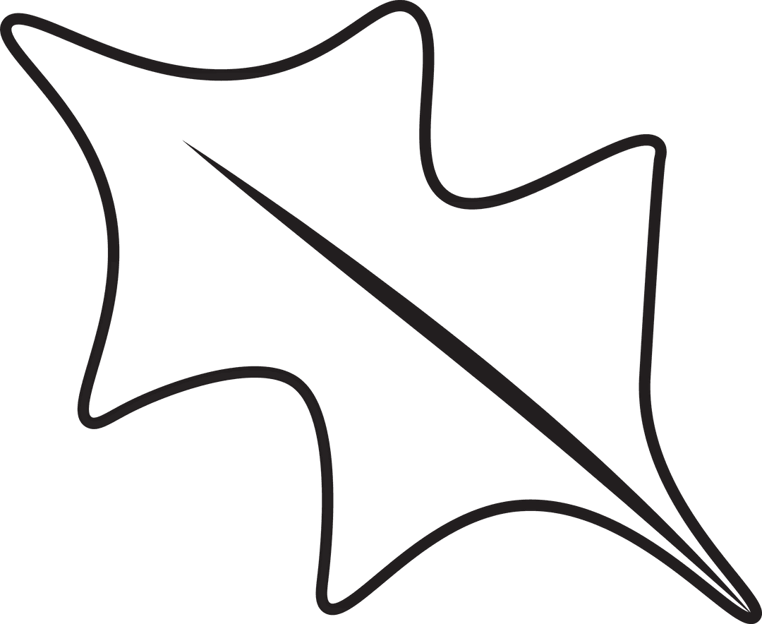 Transparent Outline of Autumn Leaf with Bold Contour