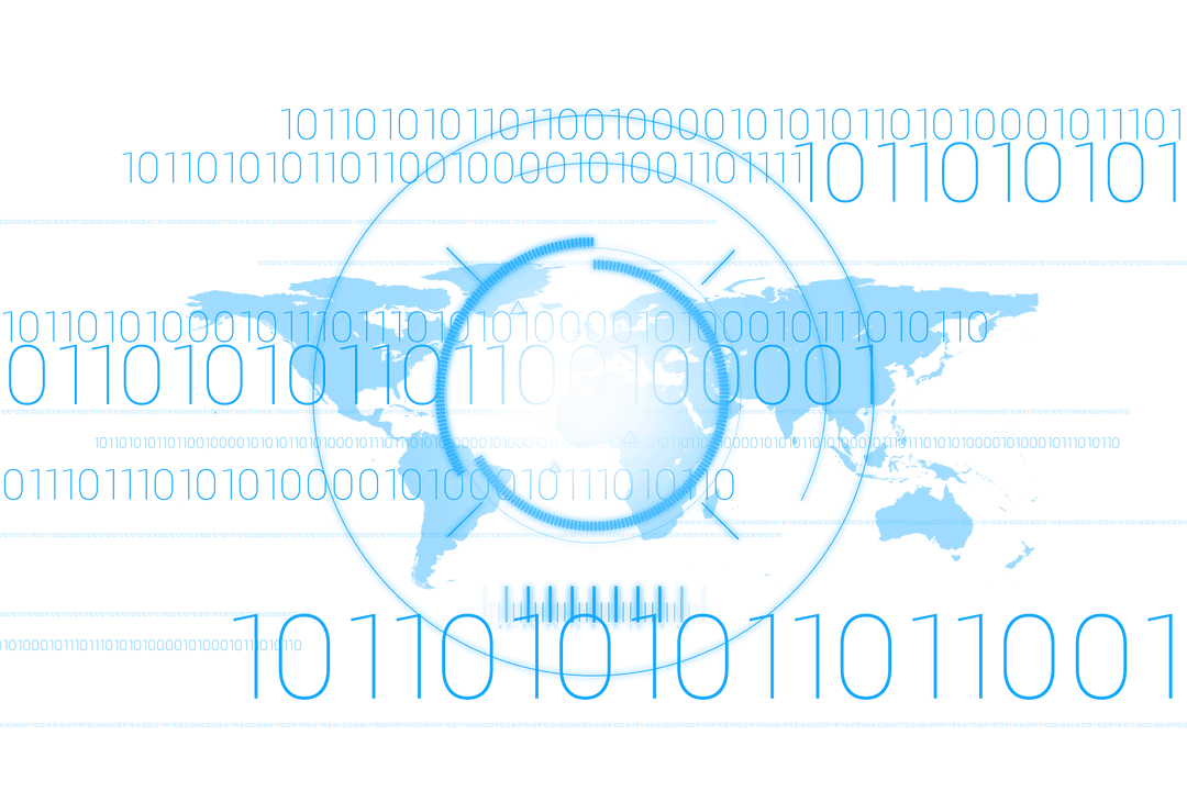 Digital World Map Vector with Binary Code on Transparent Background - Download Free Stock Images Pikwizard.com