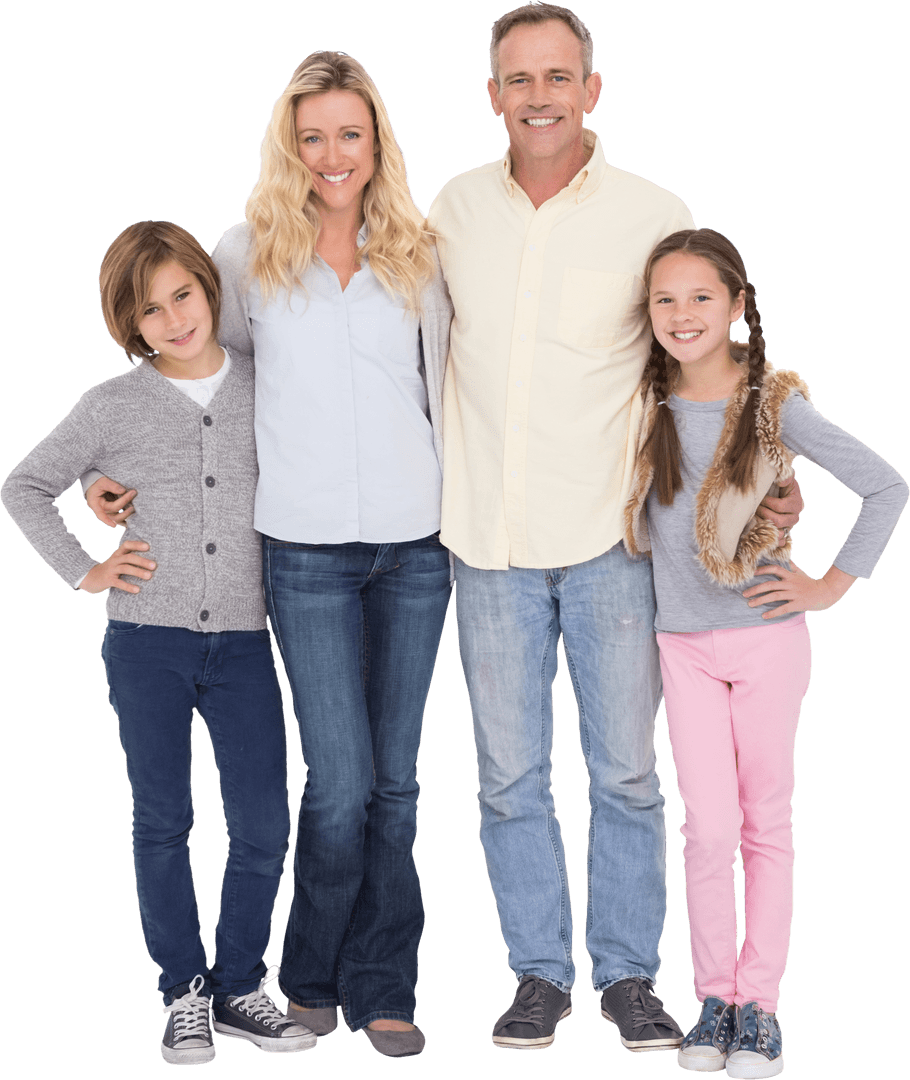 Transparent Happy Family Portrait on White Background