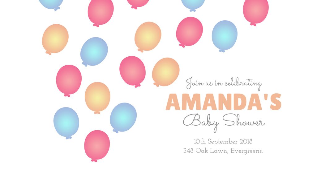 Colorful Balloon Baby Shower Celebration Invitation - Download Free Stock Templates Pikwizard.com