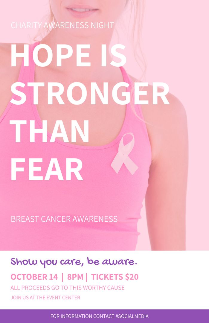 Breast Cancer Awareness Event Poster with Inspirational Message - Download Free Stock Templates Pikwizard.com