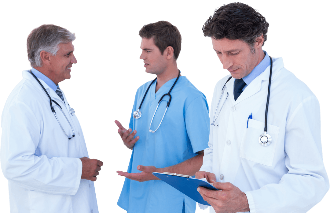 Transparent Medical Team Engaging in Discussion and Review