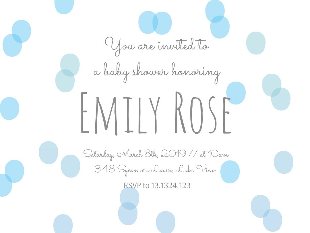 Elegant Baby Shower Invitation with Blue and Grey Polka Dots - Download Free Stock Templates Pikwizard.com