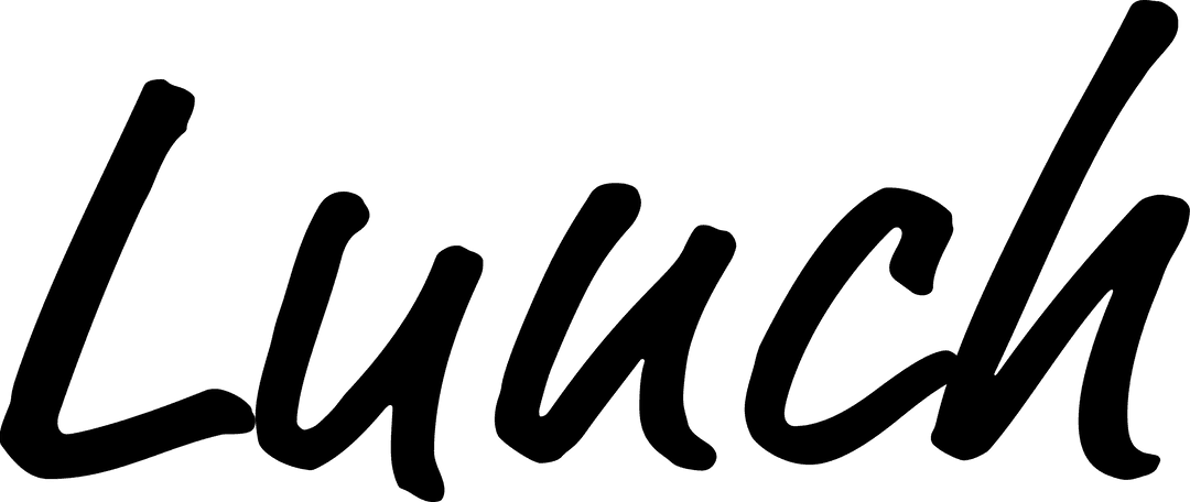 Digitally Illustrated Lunch Text on Transparent Background