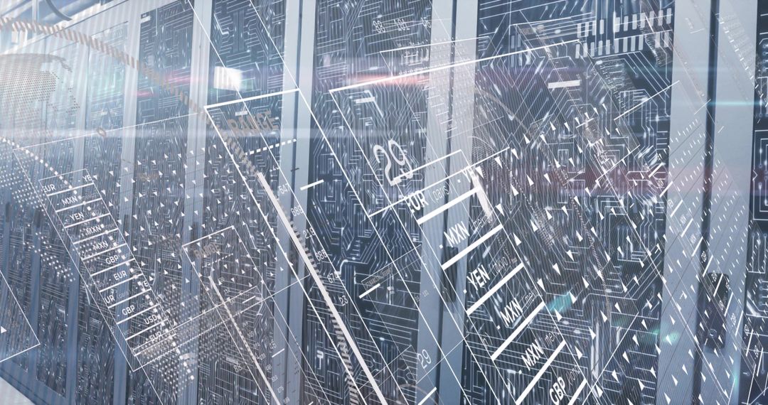 High-Tech Server Racks with Digital Interface in Modern Data Center