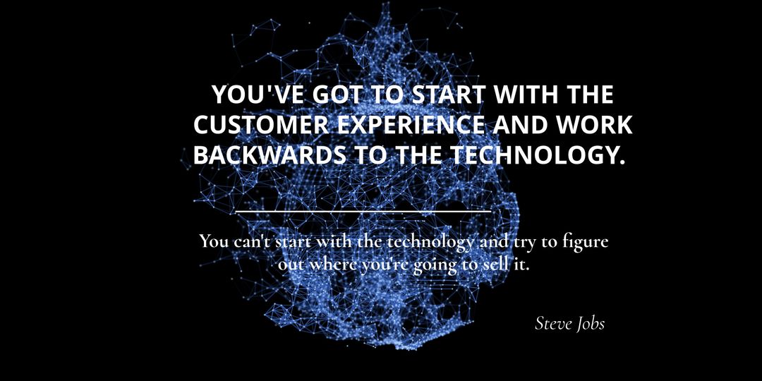Customer-Centric Approach Quote by Steve Jobs on Tech-Themed Background