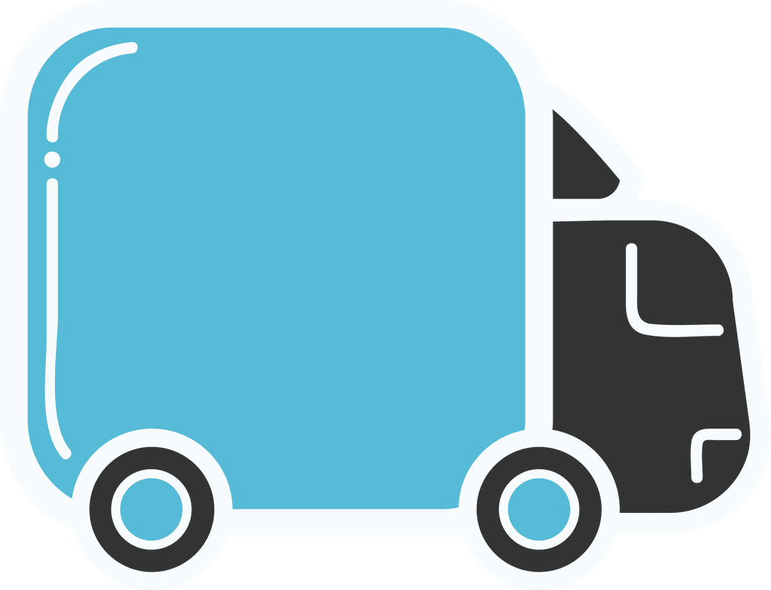 Blue Delivery Truck Digital Icon on Transparent Background
