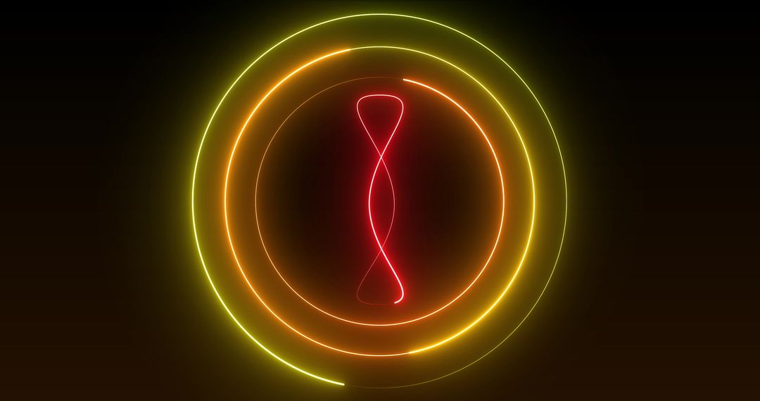 Colorful Neon Light Installation on Black Background