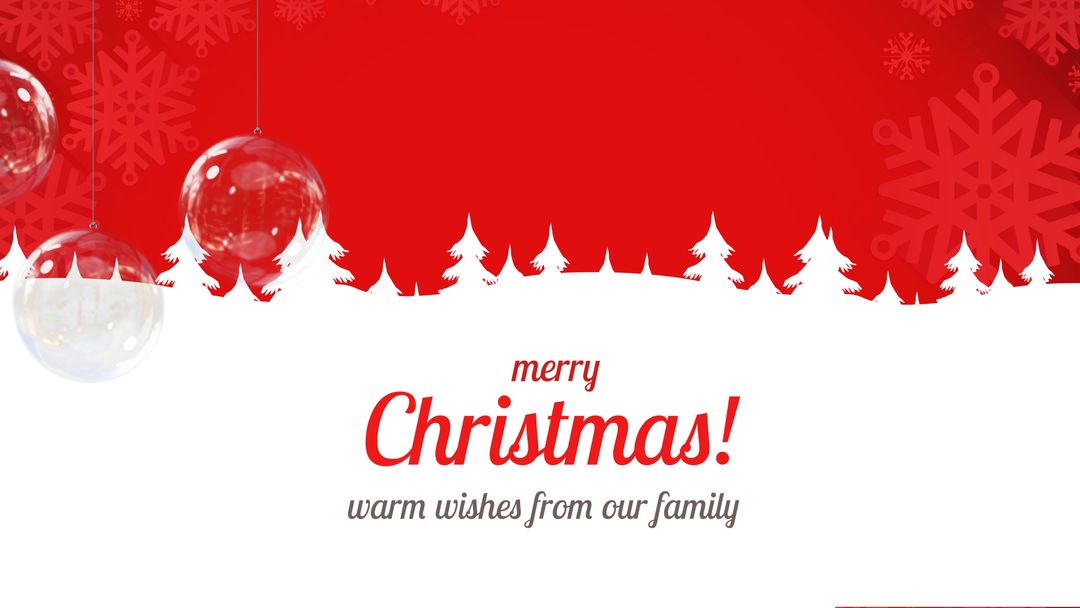 Festive Christmas Greeting with Ornaments and Snowflakes