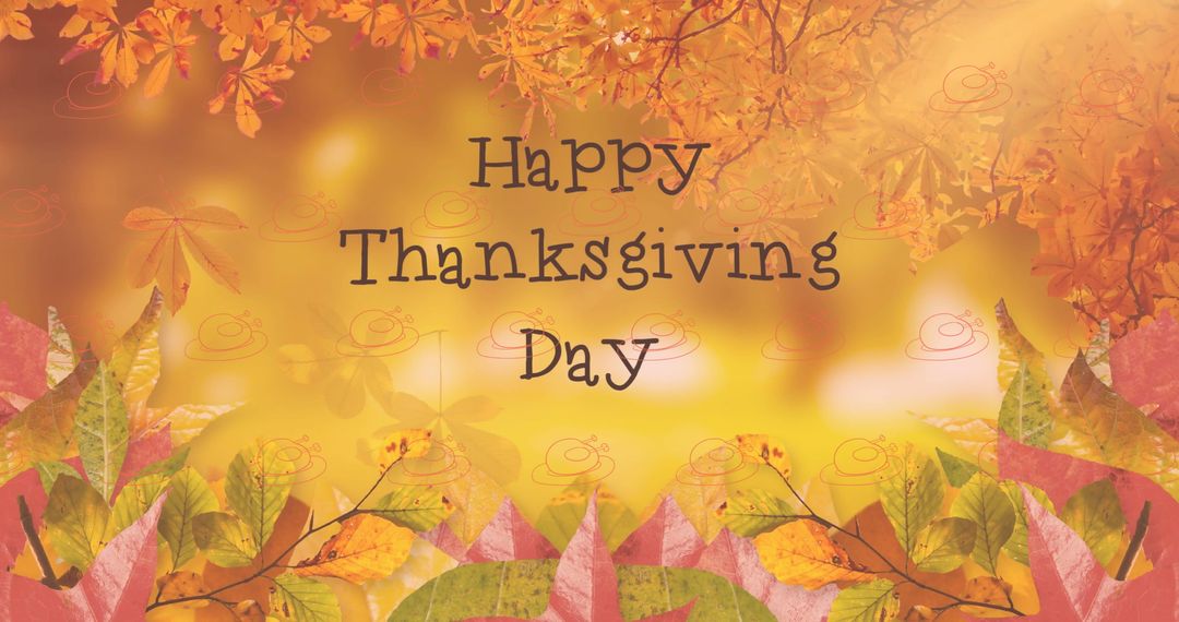 Happy Thanksgiving Day Background with Autumn Leaves