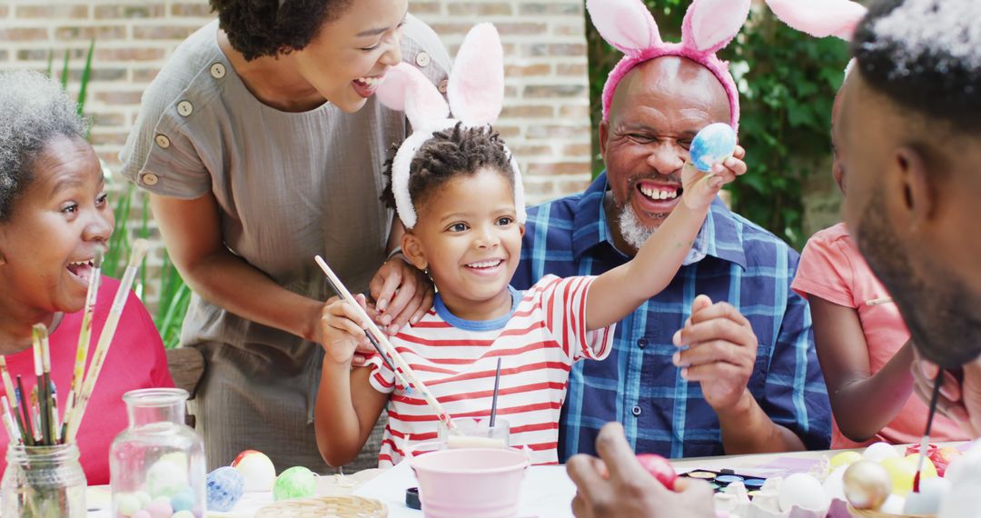 Multigenerational African American Family Painting Easter Eggs - Free Images, Stock Photos and Pictures on Pikwizard.com