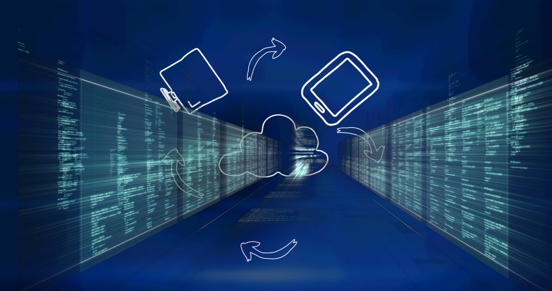 Digital data transfer concept with cloud computing icons