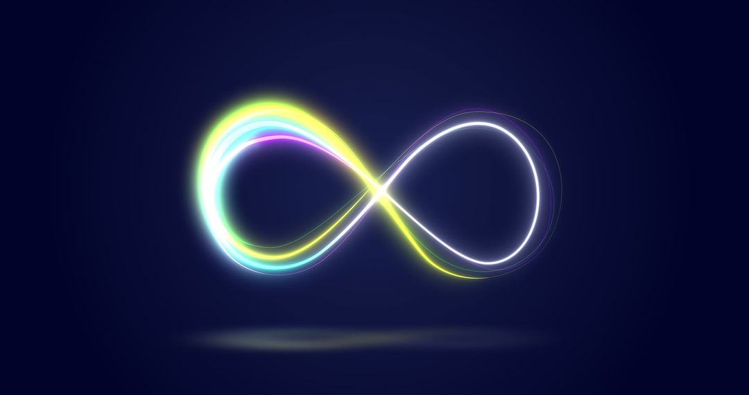 Colorful Neon Infinity Symbol on Dark Background