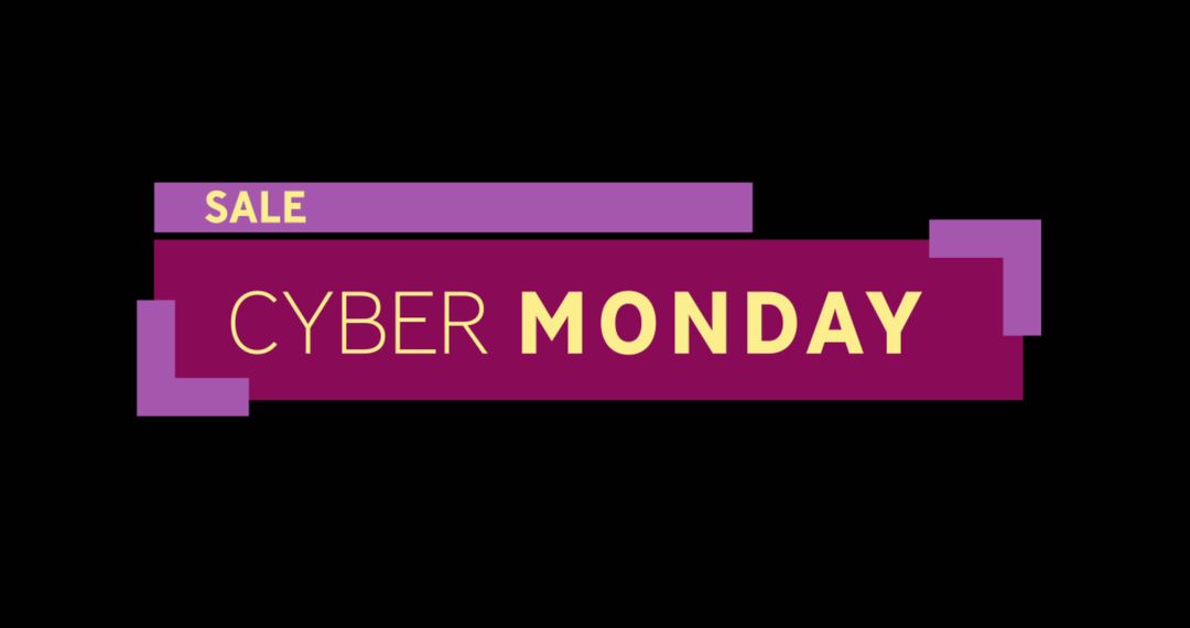 Cyber Monday Sale Text with Vibrant Yellow and Purple Design on Black