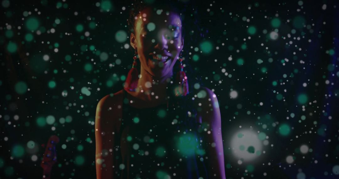 Stage Performer in Spotlight with Dramatic Light Effect