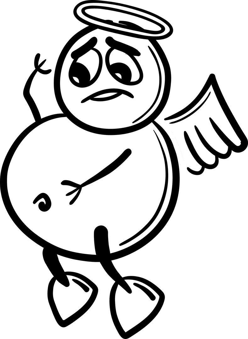 Abstract Angel Icon with Halo on Transparent Background