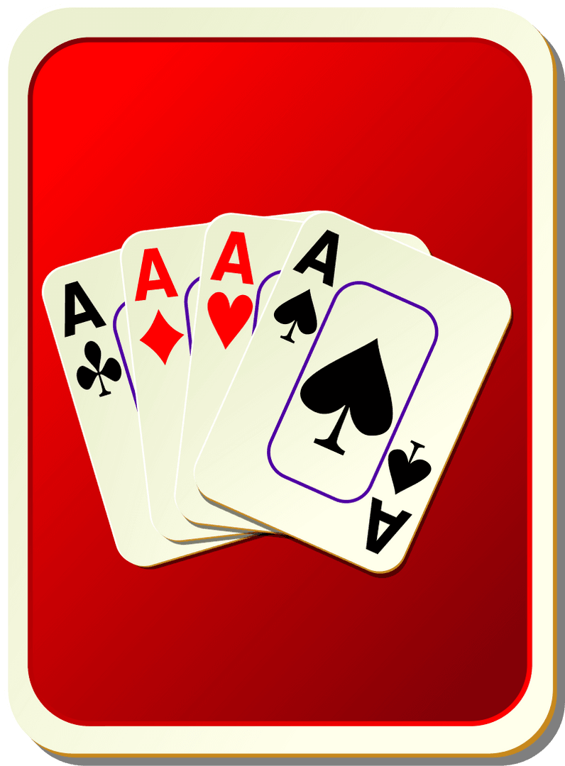 Four Aces on Red Background Transparent Playing Cards