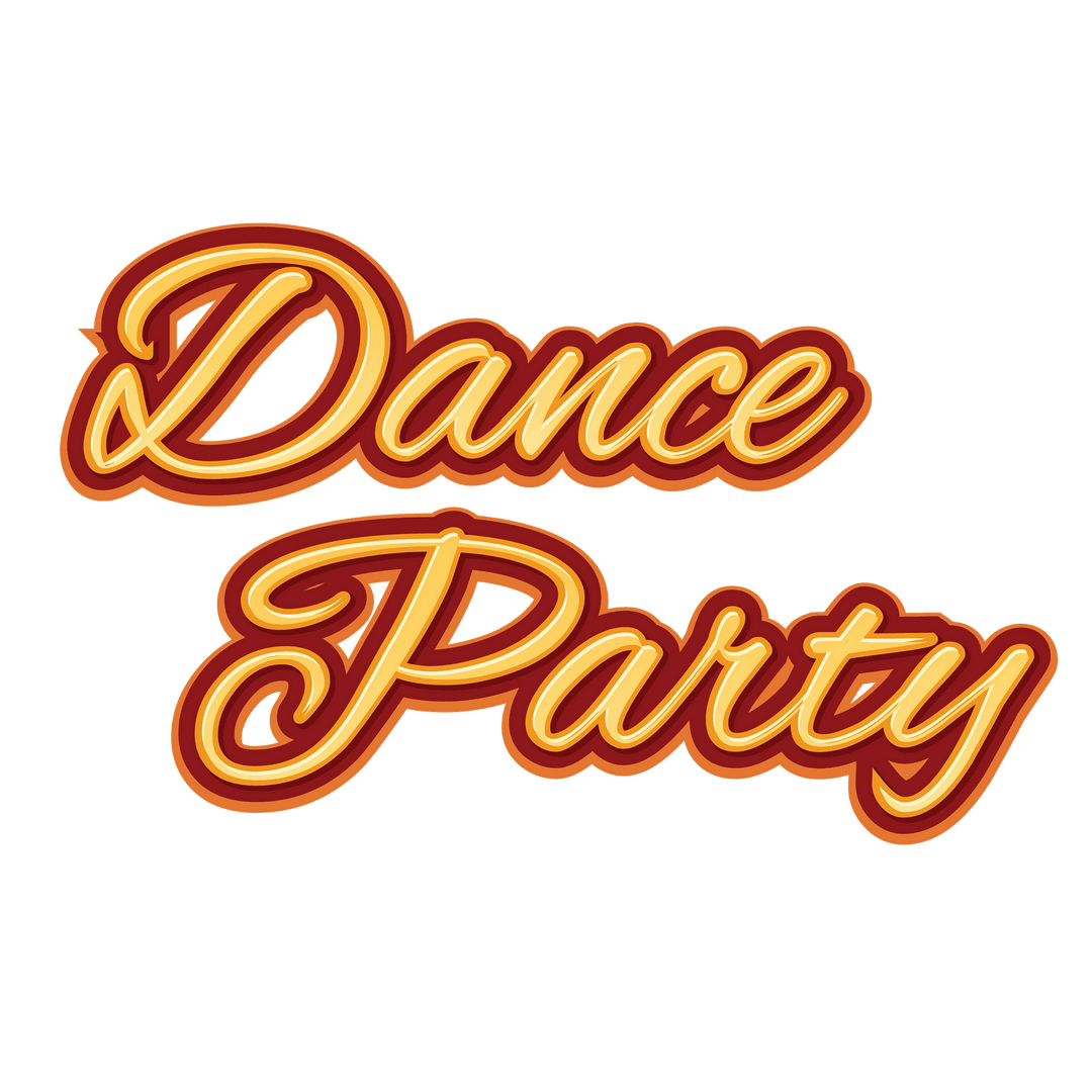 Vibrant Dance Party Text Overlay on Transparent Background