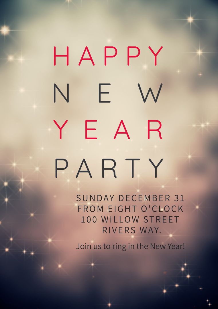 Elegant New Year Party Invitation with Sparkling Stars