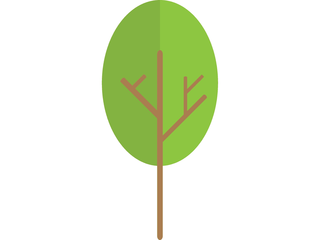 Minimalist Green Tree on Transparent Background
