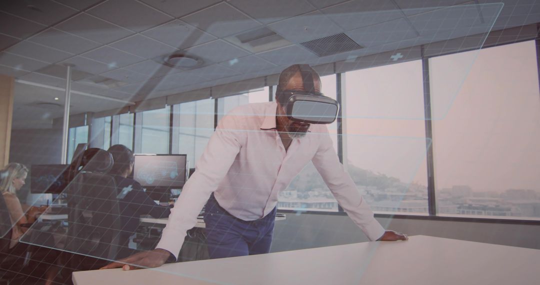 Professional Testing Virtual Reality Simulation at Modern Office