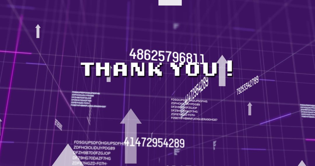 Thank You Text with Digital Interface and Data Arrows